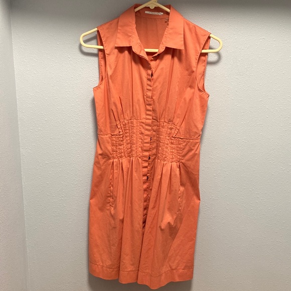 T Tahari Dresses Tahari Sleeveless Pleated Peachpapaya Dress Poshmark